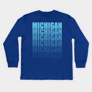 Michigan Gradient in Teal Kids Long Sleeve T-Shirt